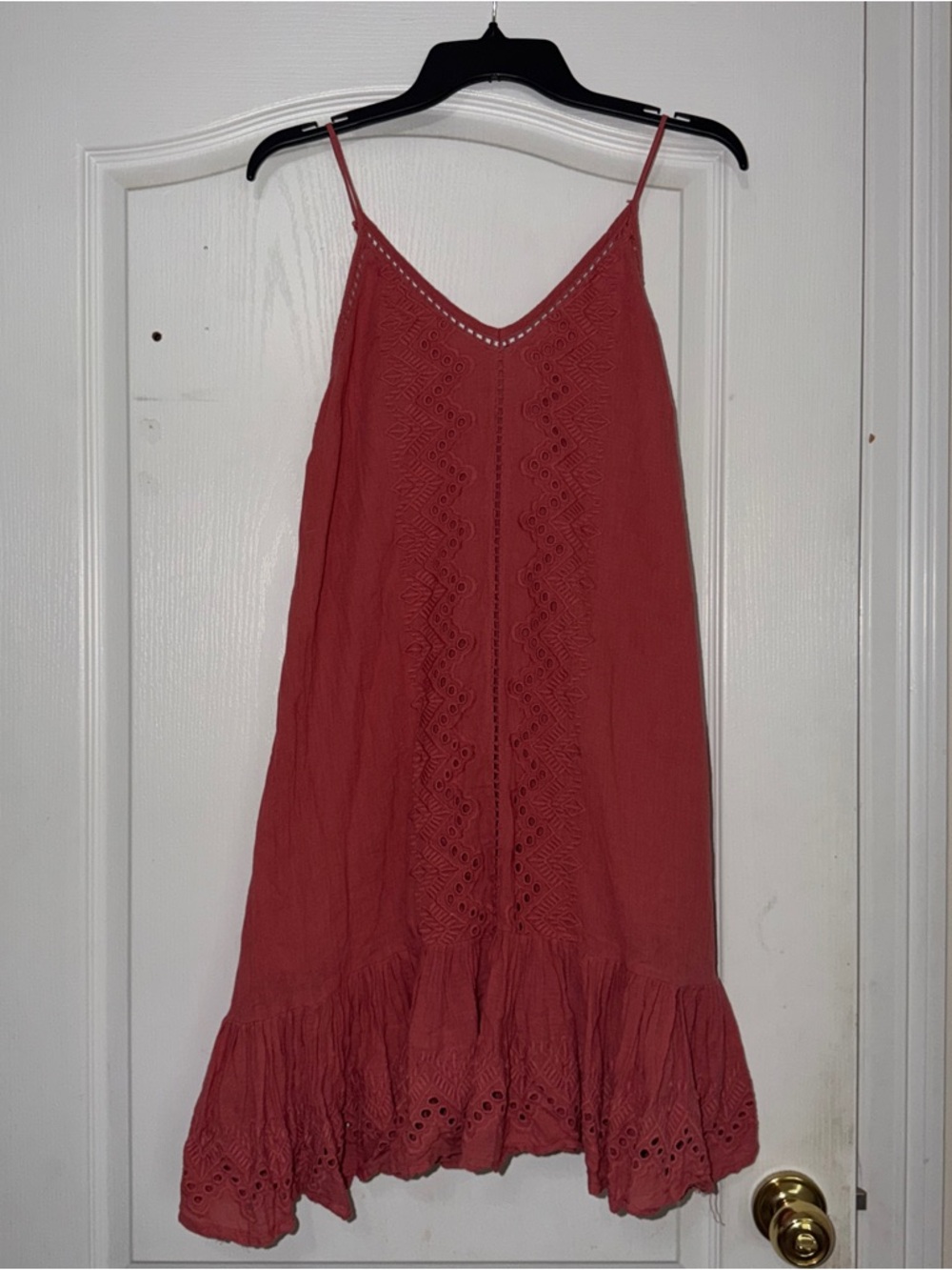 House of Harlow 1960 Medium Spaghetti Strap Eyelet Midi Dress in Dusty Rose